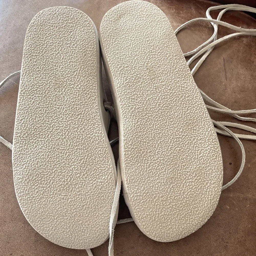 Zara Suede Lace Up Sandals - Picture 7 of 10